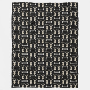 Deer Antler Arrow Pattern on Black Fleece Blanket
