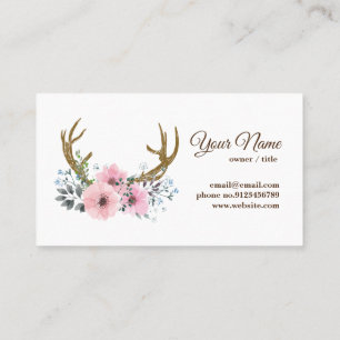deer antler, flowers business card