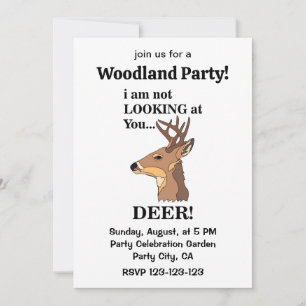 Deer Antler Funny Woodland Party Invitation