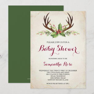 Deer Antler Invitation Baby shower - Noël