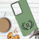 Deer Antler Monogram Samsung Galaxy Case<br><div class="desc">This cell phone case with deer antler graphic has an outdoor rustic appeal. Personalize it with your desired initial.</div>