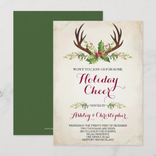 Deer Antler Party Invite - Christmas