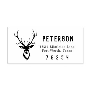 Deer Antler Return Address Rubber Stamp