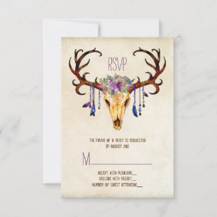 Deer Antler Rustic Country Wedding RSVP