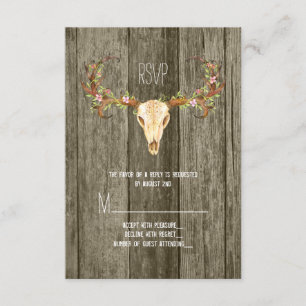 Deer Antler Rustic Wood Southwestern Wedding RSVP