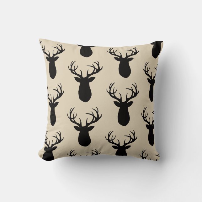 Deer Antler Wilderness Lodge Throw Pillow (Front)