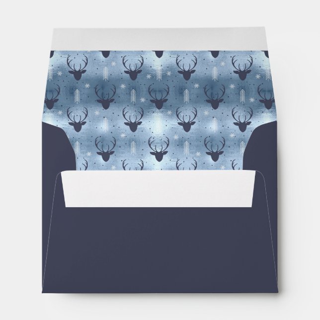 Deer Antlers Arrows Christmas Pattern Blue ID861 Envelope (Back (Bottom))