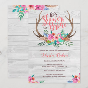Deer Antlers Bridal Shower Invitations