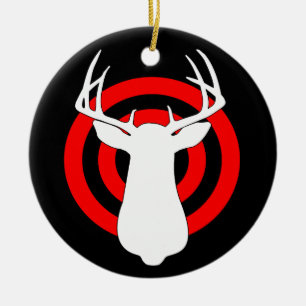 Deer Antlers Bullseye Ceramic Ornament