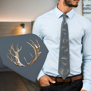 Deer Antlers Dark Grey Pattern Tie
