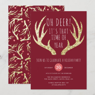 Deer Antlers Noël Fête Invitation