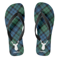 Deer Antlers Personalized Tartan Plaid Green Black