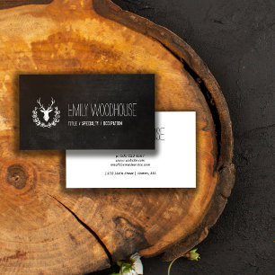 Deer Antlers   Rustic Chalkboard Business Card