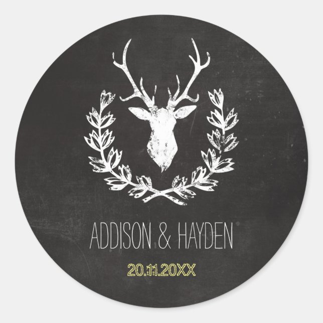 Deer Antlers | Rustic Chalkboard Envelope Seal (Front)