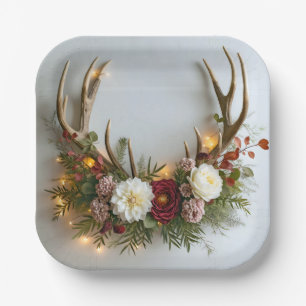 Deer Antlers Wedding Arrangement Paper Plate