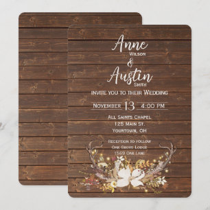 Deer Antlers Wedding Bouquet  Invitation