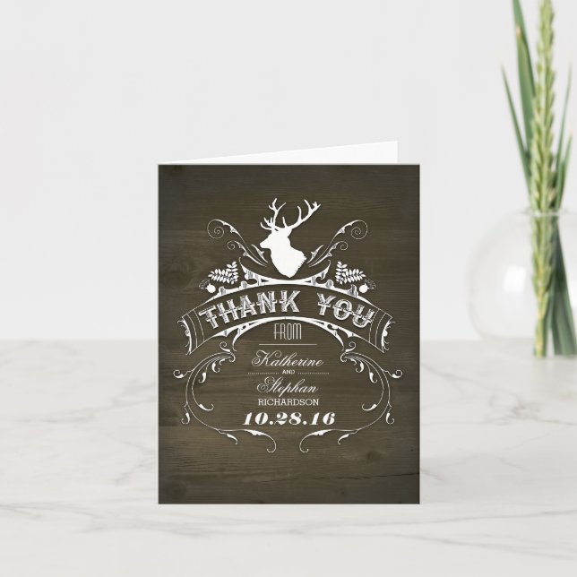 Deer Antlers Wedding thank you cards (Front)