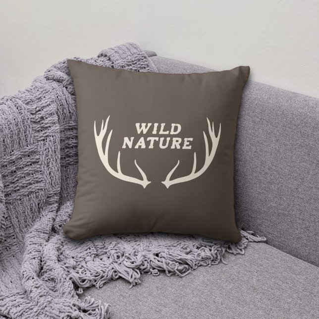Deer Antlers & Wild Nature Throw Pillow (Deer Antlers & Wild Nature Pillow)