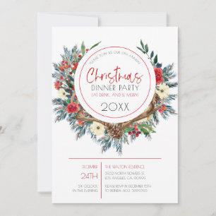 Deer antlers with Christmas flowers wreath Holiday Card