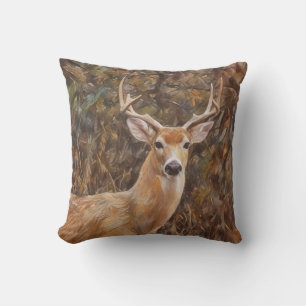 Deer Art Antlers Nature Wildlife Throw Pillow