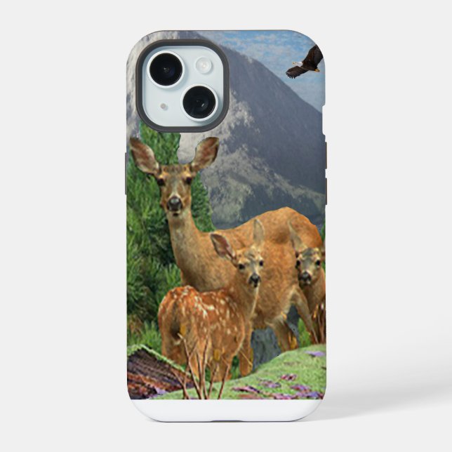 Deer art iPhone 15 case (Back)
