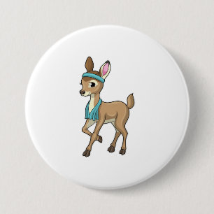 Deer at Fitness with Towel 3 Inch Round Button