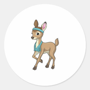 Deer at Fitness with Towel Classic Round Sticker