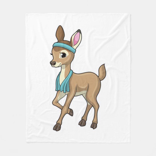 Deer at Fitness with Towel Fleece Blanket (Front)