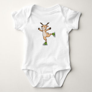Deer at Ice skating with Ice skates Baby Bodysuit