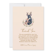 Deer baby and mama baby shower thank you card