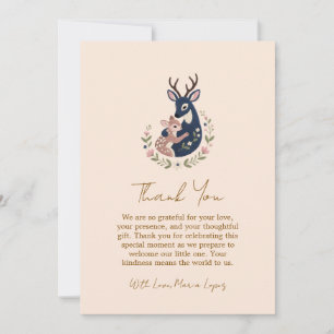 Deer baby and mama baby shower thank you card