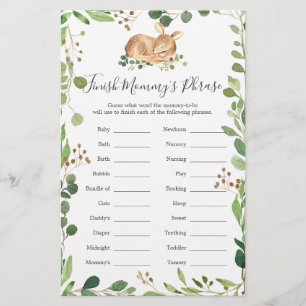 Deer Baby Shower Finish Mommy's Phrase