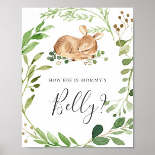 Deer Baby Shower Guess How Big is Mommy's Belly Poster
