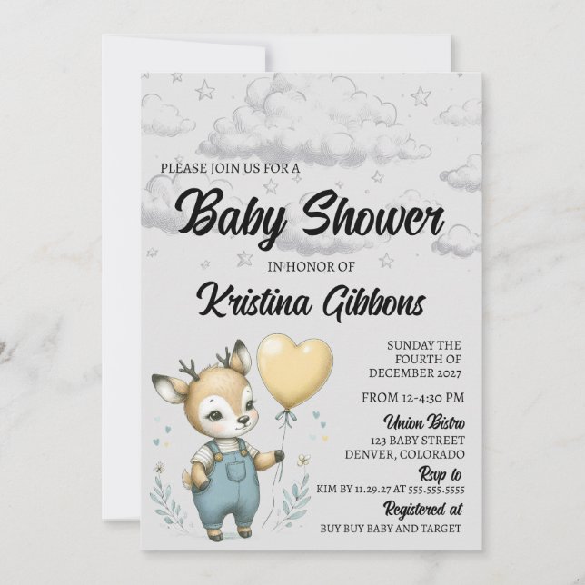 Deer Baby Shower Invitation (Front)