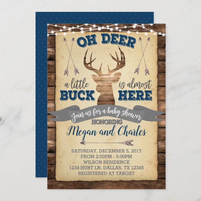 Deer Baby Shower Invitation Invite (Front/Back)