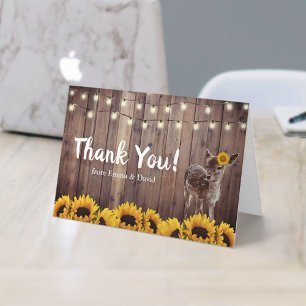 Deer Baby Shower Rustic Sunflower Thank You