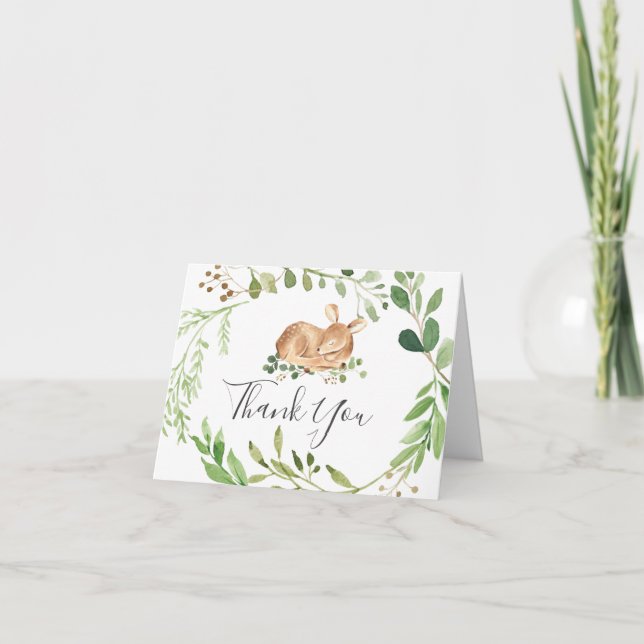 Deer Baby Shower Thank You Card (Front)