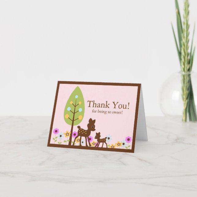 Deer Baby Shower Thank You Note Card (Front)