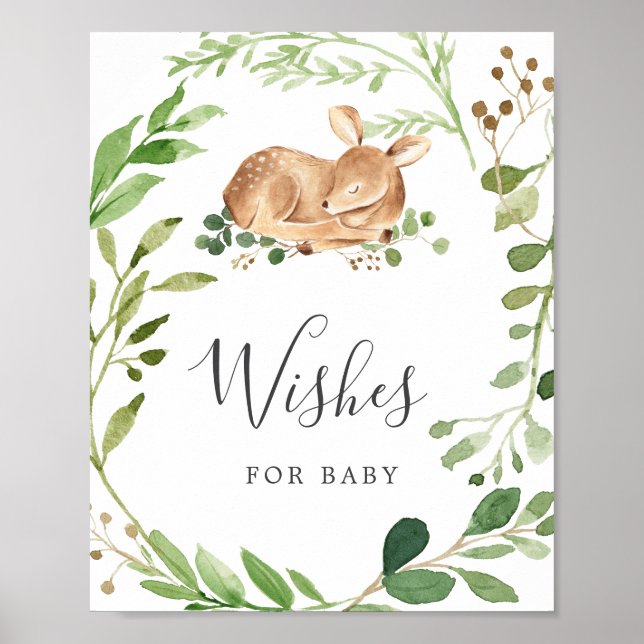 Deer Baby Shower Wishes For Baby Sign (Front)