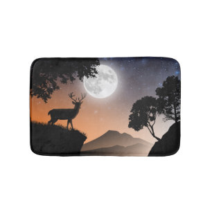 Deer Bath Carpet Under Orange Moon Mat
