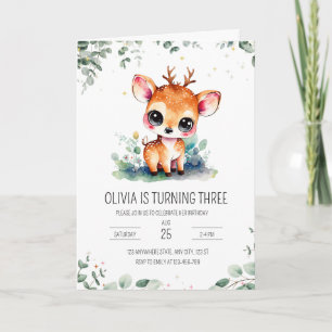 Deer birthday invitation, Forest Animals Birthday  Invitation