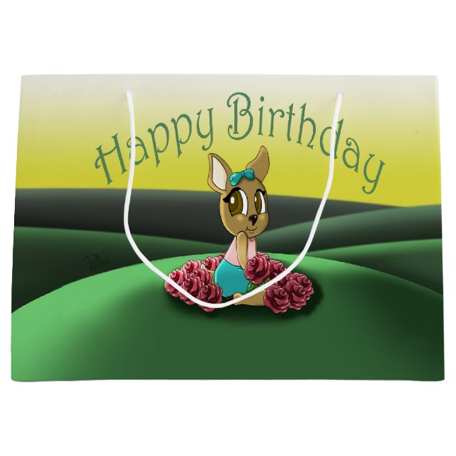 Deer Birthday Large Gift Bag (Front)