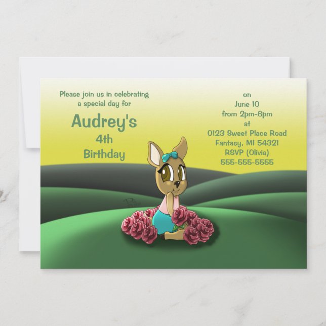 Deer Birthday Party Invitation (Front)