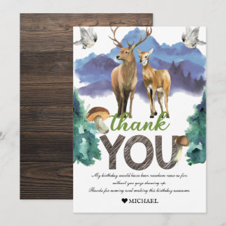 Deer Birthday Woodland Thank You Card