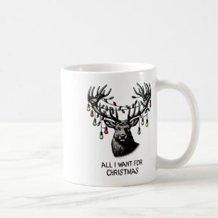 Deer Buck Doe All Want For Christmas Lights Buck M Coffee Mug