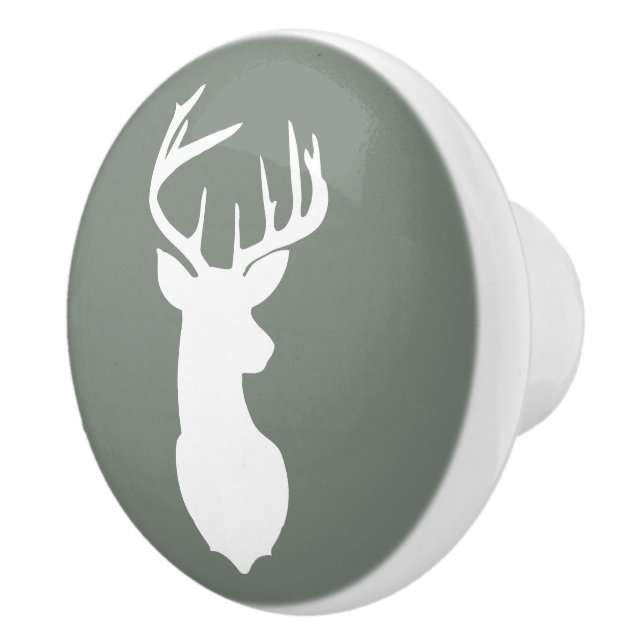Deer Buck Head Drawer Pull Camo Green (Right)
