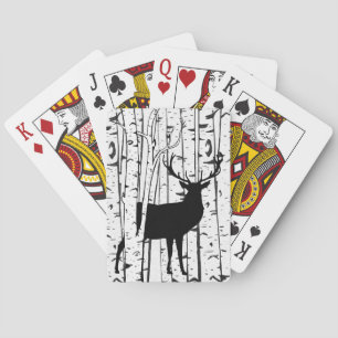 Deer Buck in White Birch Trees Playing Cards