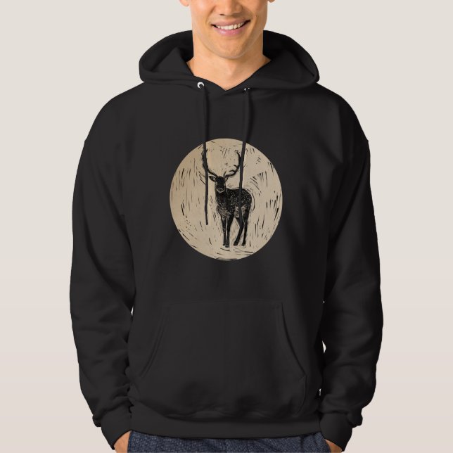 Deer Buck Nature Wildlife Art Hoodie (Front)