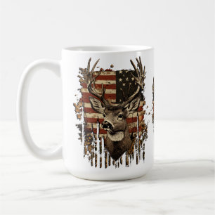 Deer, Buck Season USA Flag Coffee Mug