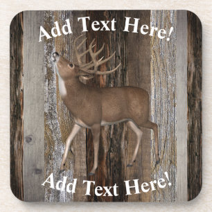 Deer Buck Vintage Wood Rustic Wood Coaster